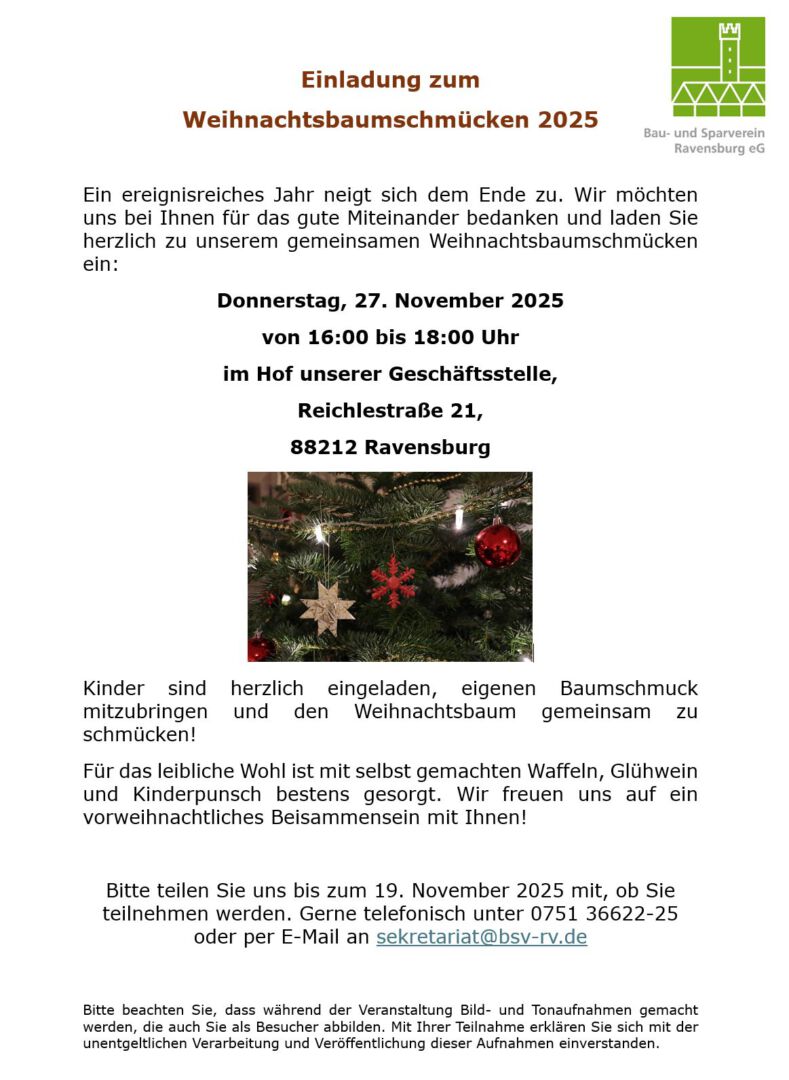 Einladung Weihnachtsbaumschmücken